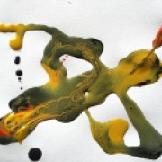 experimentation of black, yellow and red paint